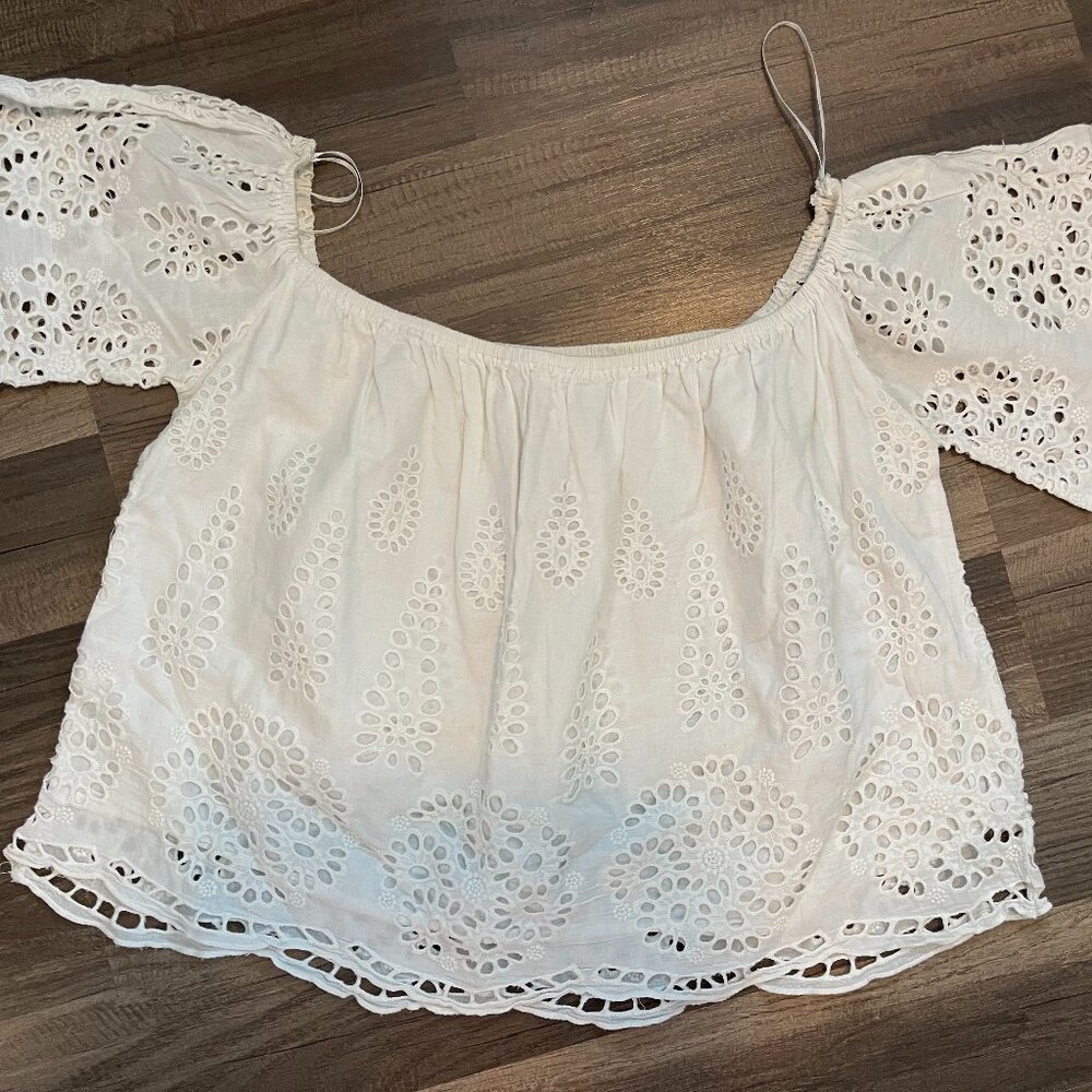 white off the shoulder cutout top